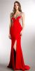 Bejeweled Bust & Back Floor Length Prom Pageant Dress in Red
